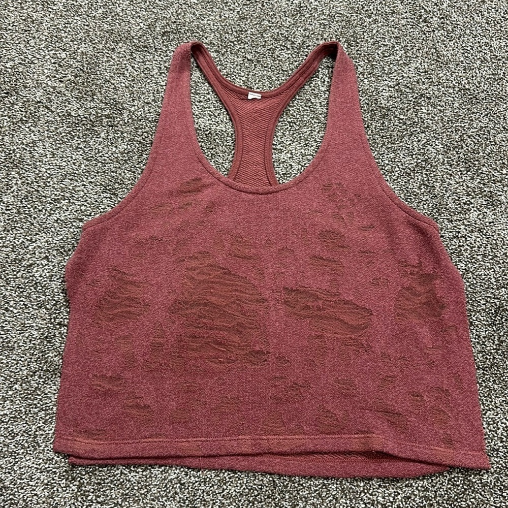 ALO racerback distressed shredded workout top - no size tag - fits like a small - Picture 3 of 11